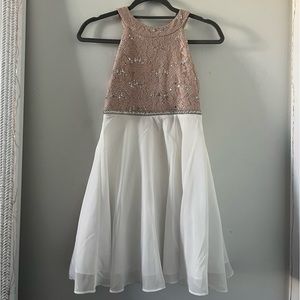 Girls Dress | Sequins pink top with white flowy bottom